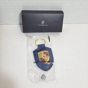 Authentic Porsche Crest Navy Blue Key Ring New With Box